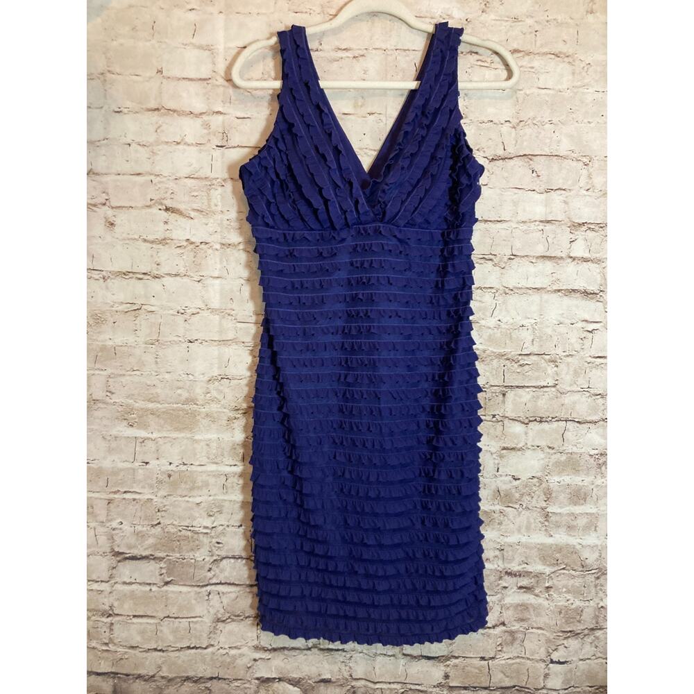 Roulette Dress Womens 8 Deep Purple All Over Tiered Ruffles Dark Romantic